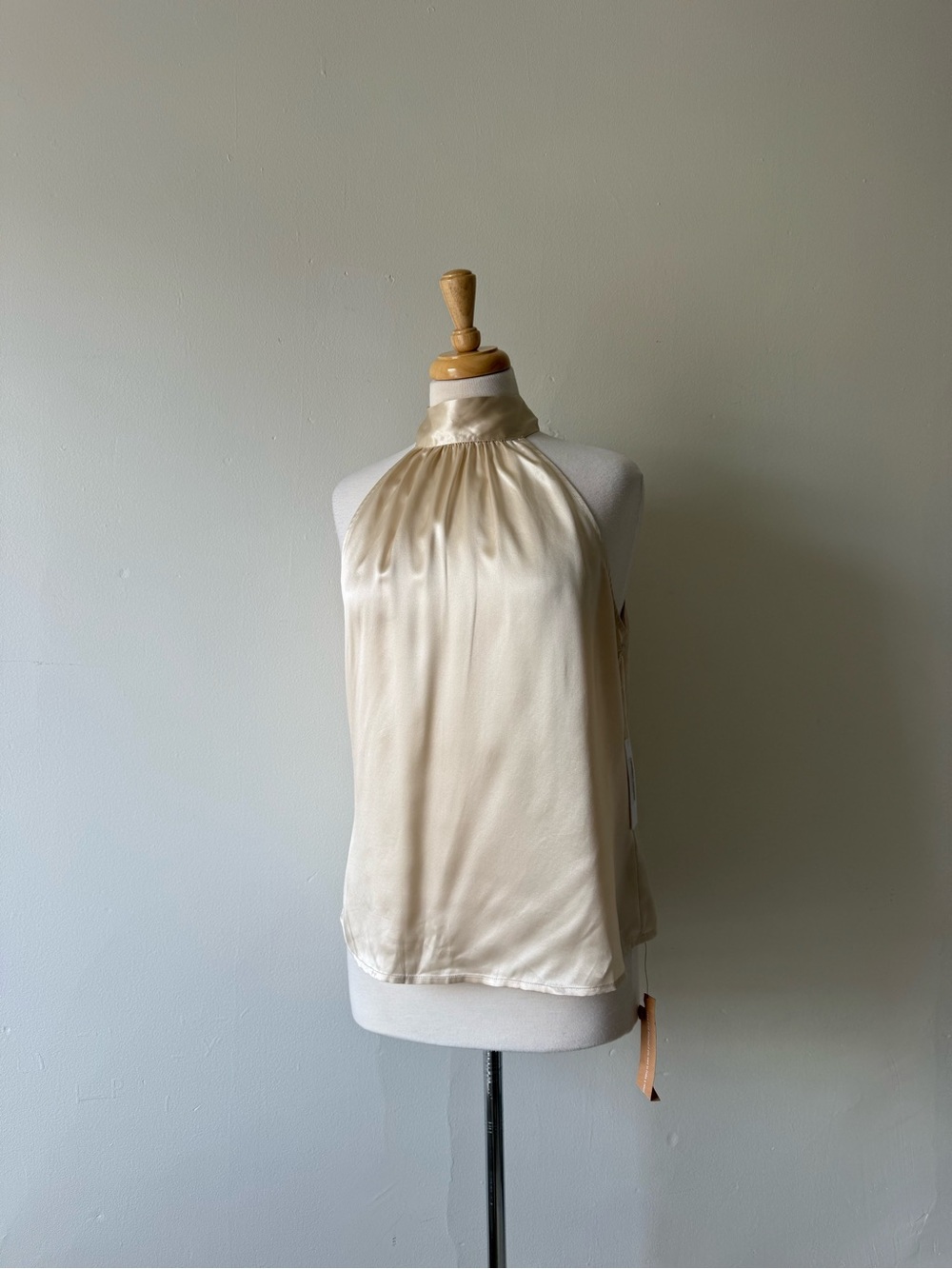 NWT Reformation Royce 100% Silk Halter Top Almond Beige Size M